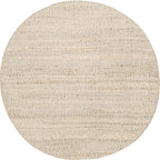 nuLOOM 4 Round Elfriede Jute & Cotton Hand Woven Area Rug, Natural, Solid Rustic Farmhouse Style, Weaved Design, Natural Fiber, For Bedroom, Living Room, Dining Room, Hallway, Office, Entryway