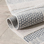 Well Woven Harlow Collection Briar Light Blue - Modern Tribal Minimalist Geometric 5x7 Area Rug - Ideal for Living Room, Dining Room & Bedroom - Durable, Stain Resistant & Easy to Clean