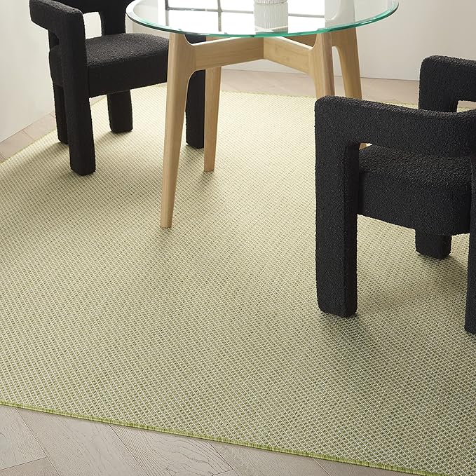 Nourison Home Courtyard Ivory Green 8' x 10' Area Rug - Easy Clean, Non Shedding, Bed Room, Living Room, Dining Room, Kitchen (8' x 10')