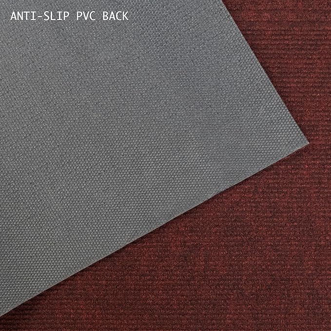 English Home Custom Size Anti Slip Burgundy Design Light Weight Durable TPR Backing Thin Pile Runner Rug (26" x 8')