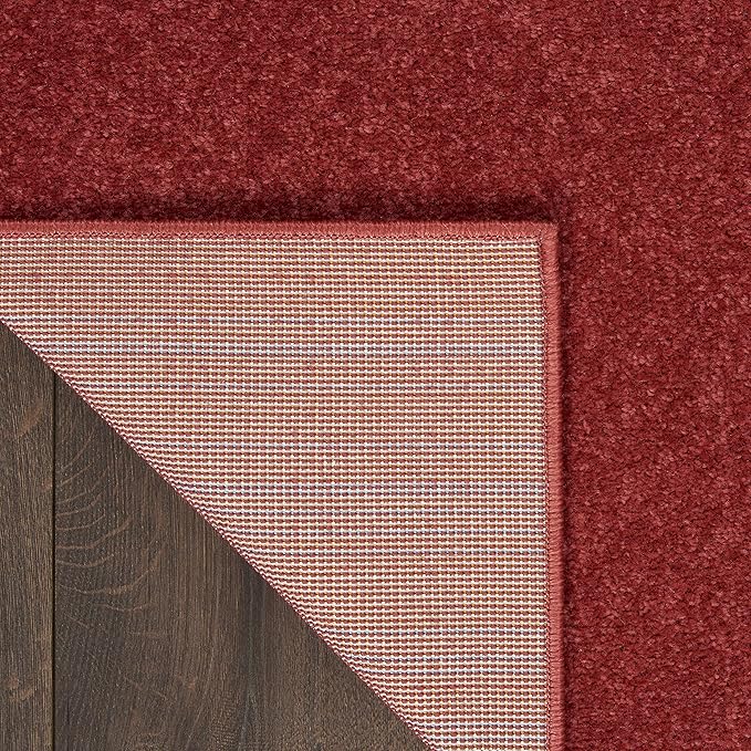 Nourison Home Nourison Essentials Brick Red 9' x Square Area Rug - Easy Clean, Non Shedding, Bed Room, Living Room, Dining Room, Kitchen (9' x Square)