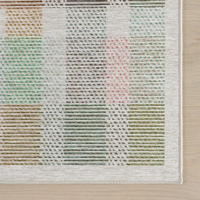 Dash & Albert Chanan Plaid Multi Machine Washable Rug, 9.5 X 13.5 Feet, Multicolored/Ivory Plaid Pattern