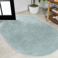JONATHAN Y Haze Solid Low-Pile Aqua Blue 6x9 Oval Indoor Area Rug, Coastal,Bohemian,Minimalist,Classic, Easy-Cleaning for Living Room,Bedroom,Kitchen,Pet Friendly,Non-Shedding (SEU100S-6OV)