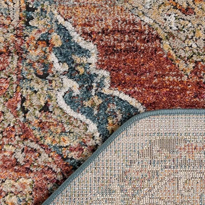 Unique Loom Isabella Collection Area Rug - Rossellini (5' 1" Octagon, Rust Red/ Beige)
