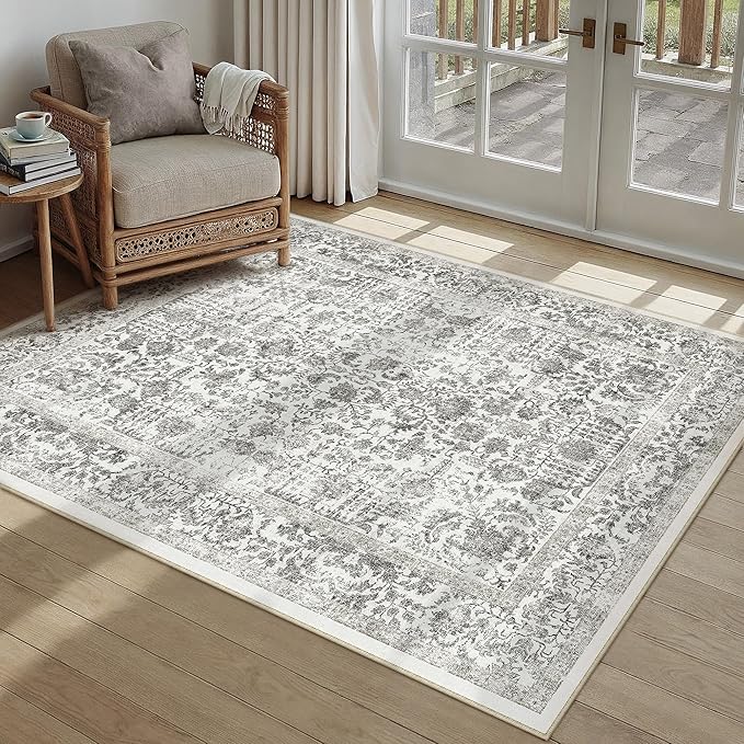 Black Area Rug 3x4 Office Entryway Rug Machine Washable Kitchen Vintage Distressed Non Slip Carpet Indoor Retro Floral Accent Throw Door Mat for Bathroom Bedroom Dining Living Room