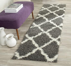 SAFAVIEH Dallas Shag Collection Runner Rug - 2'3" x 14', Dark Grey & Ivory, Trellis Design, Non-Shedding & Easy Care, 1.5-inch Thick Ideal for High Traffic Areas in Living Room, Bedroom (SGD257A)