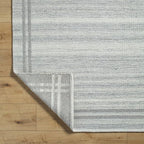 Mark&Day Wool Rugs, 9x12 Janmichael Solid and Border Gray Area Rug, Grey Ivory Carpet for Living Room, Bedroom or Kitchen (8'10" x 12')