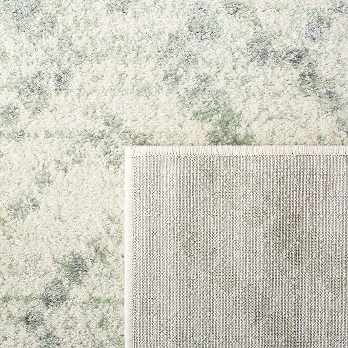 SAFAVIEH Adirondack Collection Runner Rug - 2'6" x 12' Runner, Ivory & Green, Modern Diamond Distressed Design, Ideal for High Traffic Areas in Living Room, Bedroom, Dining (ADR131X-212)