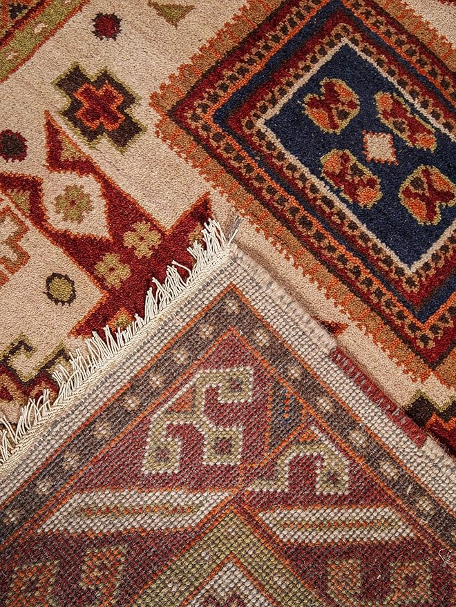 Hand Knotted Wool & Silk ECO-Friendly Oriental Area Rugs - 6'x9', Rectangle Shape, Cream Burgundy Color, Classic Oriental Traditional, Medium Pile Handmade Area Rugs (AF0102)