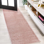 JONATHAN Y Haze Solid Low-Pile Pink Runner Rug 2x16, Coastal,Bohemian,Minimalist,Classic, Easy-Cleaning for Living Room,Bedroom,Kitchen,Pet Friendly,Non-Shedding (SEU100P-216)