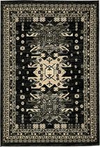Unique Loom Taftan Collection Border Geometric Tribal Inspired Design Area Rug (4' 0 x 6' 0 Rectangular, Black/ Gray)