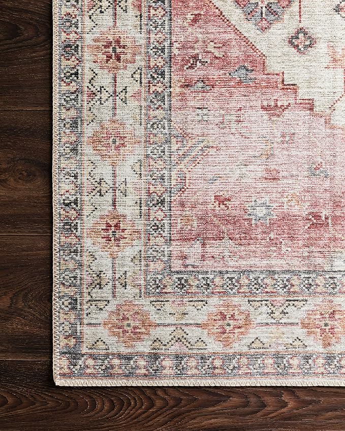 Loloi II Skye Collection SKY-02 Ivory/Berry 7'-6" x 9'-6" Area Rug