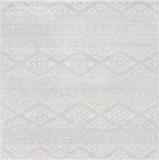 SAFAVIEH Tulum Collection Area Rug - 6'7" Square, Light Grey & Ivory, Moroccan Boho Tribal Design, Non-Shedding & Easy to Clean, Ideal for Living Room, Bedroom, Dining Space (TUL272F)