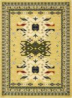 Unique Loom Taftan Collection Border Geometric Tribal Inspired Design Area Rug (9' 0 x 12' 0 Rectangular, Gold/ Gray)