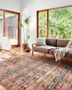 Loloi Layla Collection LAY-14 Mocha/Blush 2'-0" x 5'-0" .13" Thick Accent Rug, Soft, Durable, Vintage Inspired, Distressed, Low Pile, Non-Shedding, Easy Clean, Printed, Living Room Rug