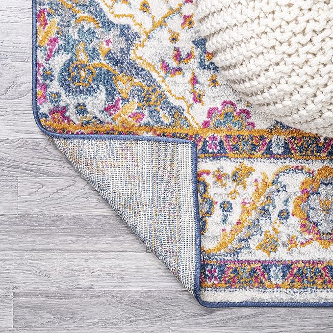 JONATHAN Y Boho Vintage Fuchsia/White Indoor Area Rug, 4x6, Bohemian Flair Medallion, Floral Easy-Cleaning High Traffic for Living Room, Bedroom, Kitchen, Pet-Friendly, Non-Shedding (BMF106C-4)