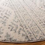 SAFAVIEH Tulum Collection Area Rug - 8' Round, Ivory & Grey, Moroccan Boho Tribal Design, Non-Shedding & Easy to Clean, Ideal for Living Room, Bedroom, Dining Space (TUL272A)