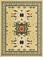 Unique Loom Taftan Collection Border Geometric Tribal Inspired Design Area Rug (9' 10 x 13' 0 Rectangular, Gold/ Gray)