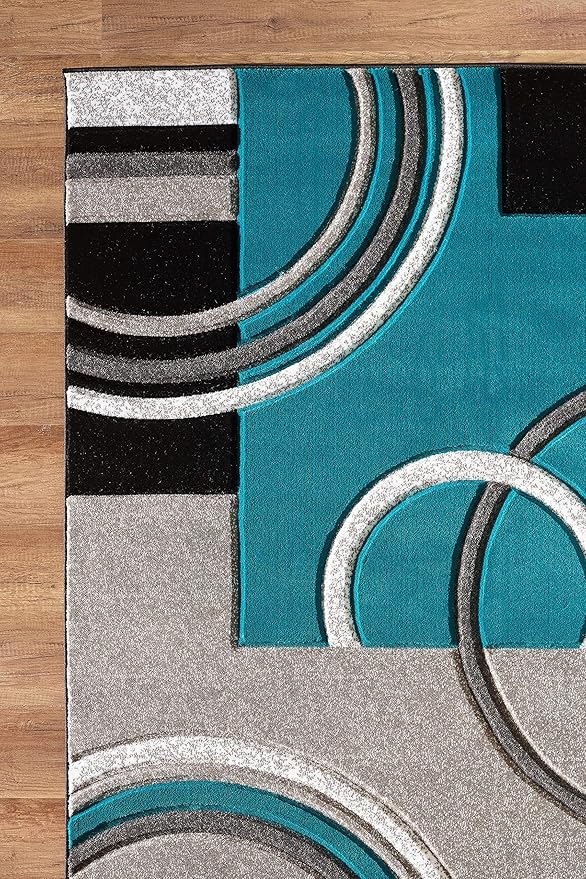 GLORY RUGS Area Rug Modern 2x7 Turquoise Soft Hand Carved Contemporary Floor Carpet with Premium Fluffy Texture for Indoor Living Dining Room and Bedroom Area