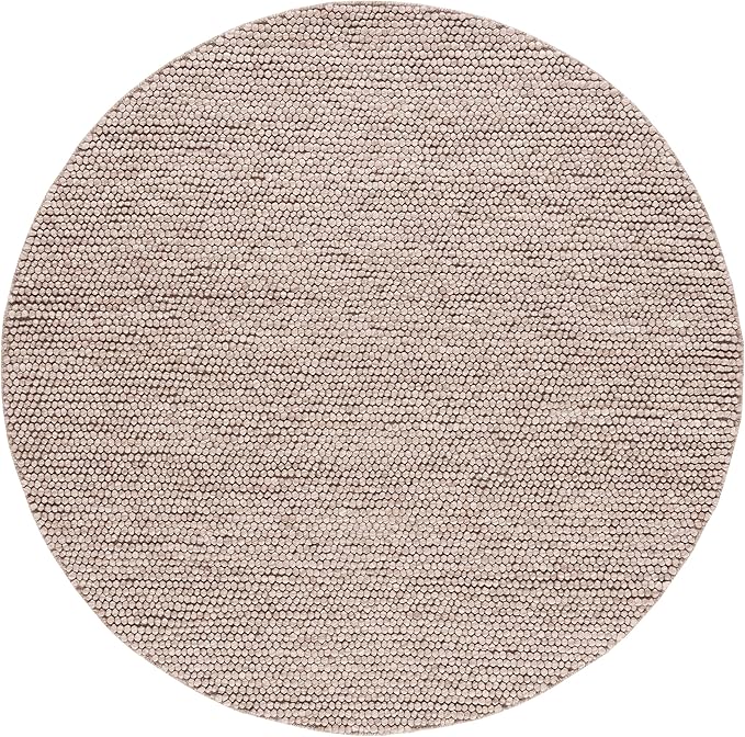 SAFAVIEH Natura Collection Area Rug - 4' Round, Brown, Handmade Wool Blend, Textured Design, Ideal for Living Room, Bedroom, Dining Space (NAT620T)