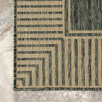 Nuloom Asha Green/Brown, 9'6" x 12', Casual, Striped Border, Soft and Cozy, High Traffic, Stain Resistant, Easy Clean, Durable Area Rug for Indoor/Outdoor Patio, Deck, Porch, Garden, Courtyard