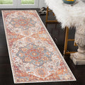 GLN Rugs Traditional Collection - Machine Washable Area Rug, Traditional Washable, Non Slip, Low Pile Chenille Rug, Living Room, Bedroom, Kitchen Rug (2'6" x 7' Cream/Terra)