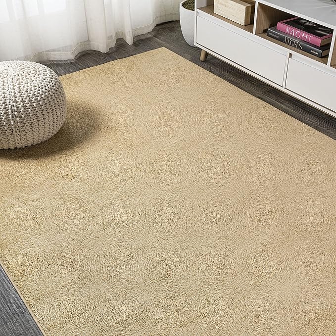 Eyely UES100B-8 Supersoft Haze Solid Low-Pile Indoor Area Rug Casual;Contemporary;Solid;Traditional, Bedroom, Kitchen, Living Room, Easy-Cleaning, Non-Shedding, 8 X 10, Mustard