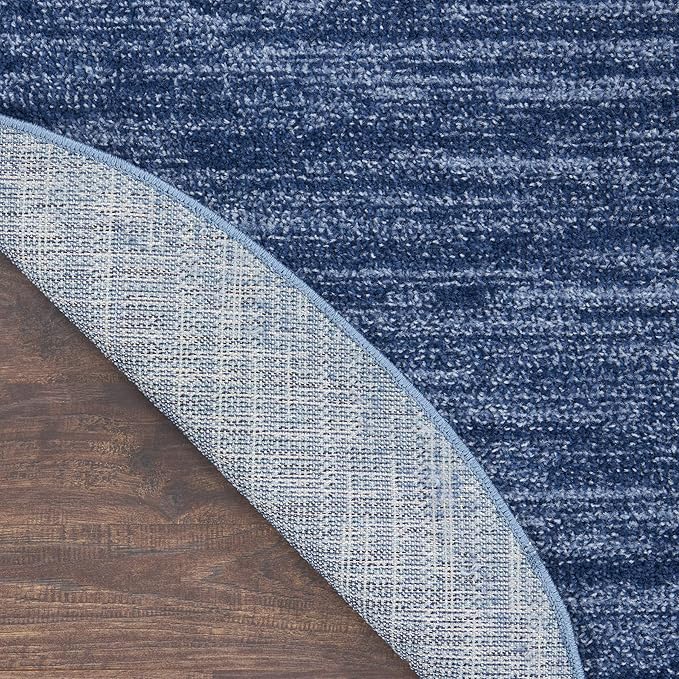 Nourison Home Nourison Essentials Navy Blue 6' x Round Area Rug - Easy Clean, Non Shedding, Bed Room, Living Room, Dining Room, Kitchen (6' x Round)