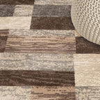 SUPERIOR Indoor Area Rug, Jute Backed, Modern Geometric Patchwork Floor Decor for Bedroom, Office, Living Room, Entryway, Hardwood Floors, Rockwood Collection, 8' x 8' Square, Slate
