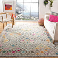 SAFAVIEH Madison Collection Area Rug - 10' x 14', Grey & Yellow, Boho Diamond Distressed Design, Non-Shedding & Easy Care, Ideal for High Traffic Areas in Living Room, Bedroom (MAD418F)