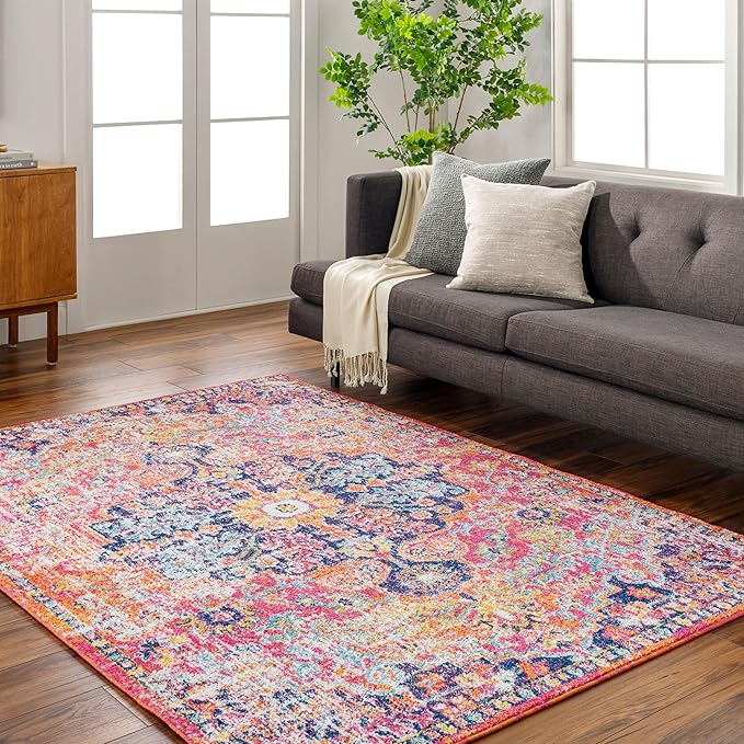 Livabliss Odelia Vintage Bohemian Area Rug,7'10" x 10'3",Pink/Orange