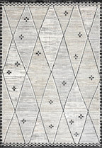 Abani Viva Cream & Grey Area Rug 5' x 8' for Living Room, Bedroom - Farmhouse Diamond Pattern - Durable & Easy to Clean