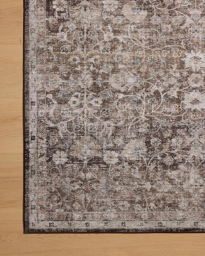 Loloi Amber Lewis Josie Collection JOS-02 Earth/Natural 2'-0" x 5'-0", .13" Pile Height, Low Profile, Machine Washable, Accent Rug