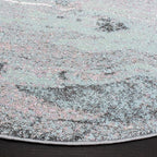 SAFAVIEH Glacier Collection Area Rug - 3' Round, Pink & Blue, Modern Abstract Design, Non-Shedding & Easy Care, Ideal for High Traffic Areas in Living Room, Bedroom (GLA126U)