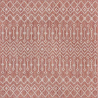 Unique Loom Outdoor Trellis Collection Area Rug - Tribal Trellis (7' 10" Square, Rust Red/ Ivory)
