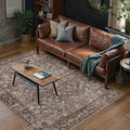 HUGEAR 4x6 Machine Washable Rugs Tradition Brown Hallway Area Rug Indoor Accent Rug Floral Low Pile Carpet Soft Throw Rug Bedroom Living Room Office Dining Room Kitchen Laundry Room Non Slip