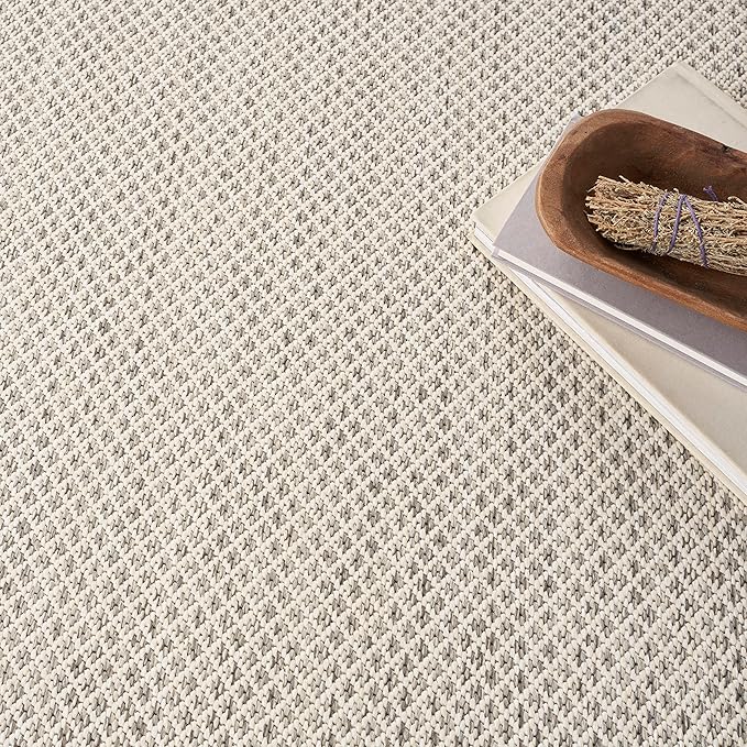 Nourison Home Courtyard Ivory Silver 4' x Square Area Rug - Easy Clean, Non Shedding, Bed Room, Living Room, Dining Room, Kitchen (4' x Square)