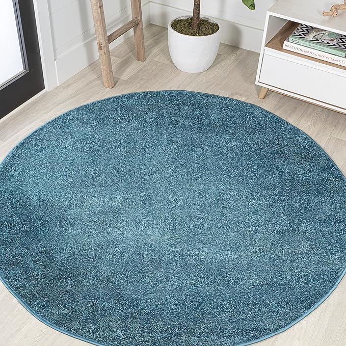 JONATHAN Y Haze Solid Low-Pile Turquoise 6' Round Indoor Area Rug, Coastal,Bohemian,Minimalist,Classic, Easy-Cleaning for Living Room,Bedroom,Kitchen,Pet Friendly,Non-Shedding (SEU100H-6R)