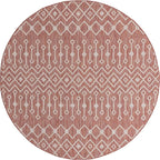 Unique Loom Outdoor Trellis Collection Area Rug - Tribal Trellis (7' 10" Round, Rust Red/ Ivory)