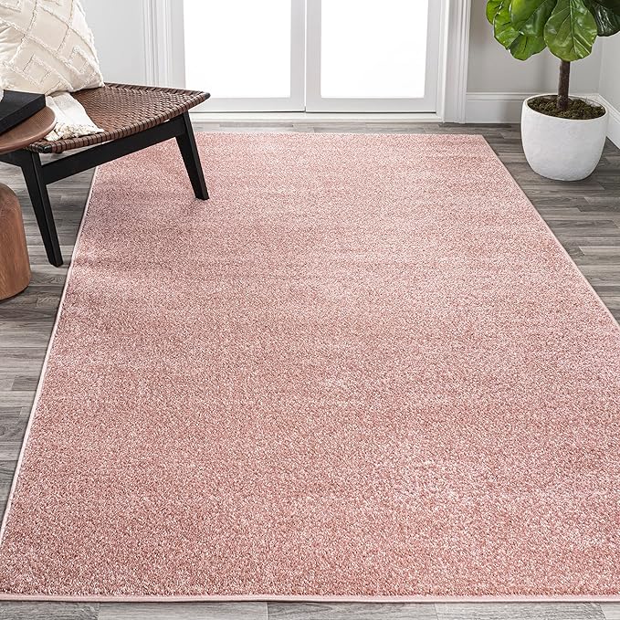 Eyely UES100P-9 Supersoft Haze Solid Low-Pile Indoor Area Rug Casual;Contemporary;Solid;Traditional, Bedroom, Kitchen, Living Room, Easy-Cleaning, Non-Shedding, 9 X 12, Pink