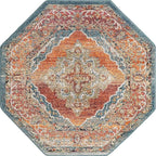 Unique Loom Isabella Collection Area Rug - Rossellini (5' 1" Octagon, Rust Red/ Beige)