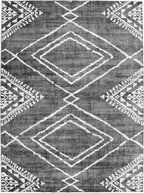 ReaLife Rugs Machine Washable Area Rug - Living Room Bedroom Bathroom Kitchen Entryway Office - Padded Low Pile Stain Resistant Premium - Moroccan Diamond Tribal - Jax - Gray 4' x 6'