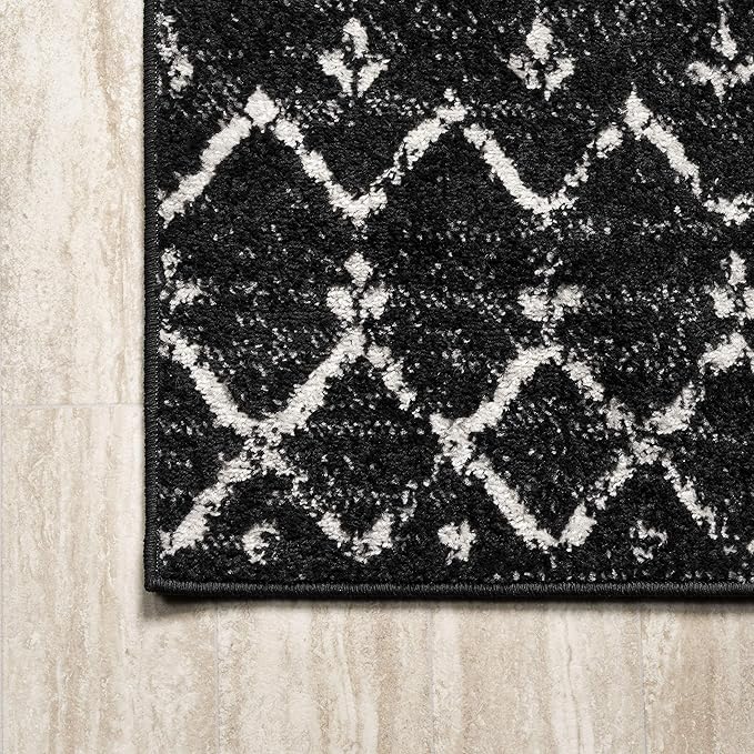 JONATHAN Y Boho Vintage Diamond Black/Ivory Runner Rug 2X8 ft, Moroccan Hype for Living Room, Bedroom, Kitchen, Office, Easy-Cleaning, High Traffic, Pet-Friendly, Non-Shedding (MOH101D-28)