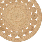 Savi Home Hand Woven Jute Braided Dot Rug, 3' Round - Natural, Reversible Area Rugs for Living Room, Farmhouse, Kitchen, Handcrafted 3 Feet Round Area Rugs - Natural