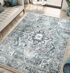 Keen Home Design 5x7 Rug - Machine Washable Area Rug with Non-Slip Backing, Ideal for Living Room, Dining Room, Bedroom - Vintage, Easy Clean, Durable, Low Pile - (5' x 7')