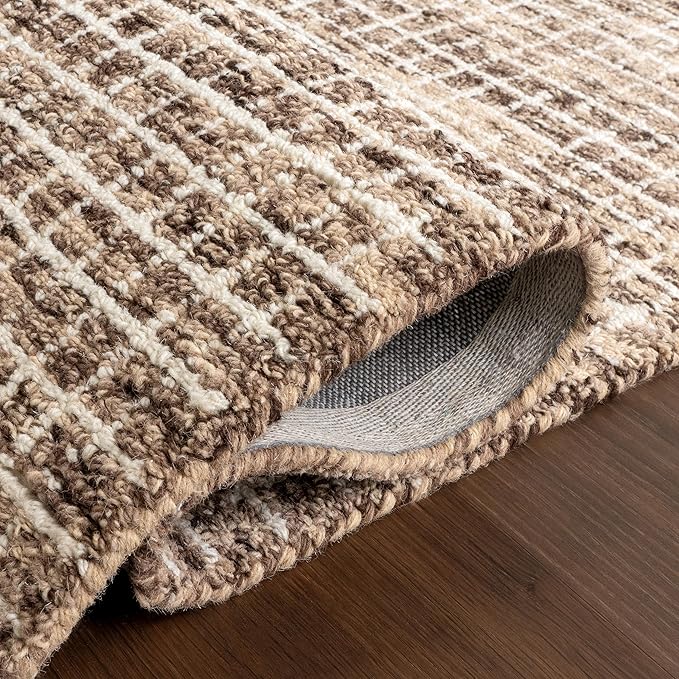 Rugs USA Melrose Brown/Ivory, 2'6" x 12', Handmade, Wool & Cotton, Soft and Cozy, High Traffic, Stain Resistant, Easy Clean, Durable Runner for Bedroom, Living Room, Dining Space, Den, Entryway