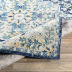 Livabliss Area Rugs - 7x9 Odelia Vintage Boho Blue Aqua Slate Area Rug for Living Room Bedroom - Floral Medallion Stain Resistant Carpet for Kitchen, Nursery, Office (6'7" x 9')