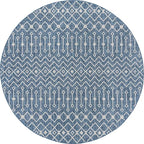 Unique Loom Outdoor Trellis Collection Area Rug - Tribal Trellis (10' Round, Blue/ Ivory)