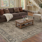 6x9 Brown Washable Area Rug for Living Room Bedroom Neutral Vintage Soft Non Slip Rug Low Pile Distressed Carpet for Dining Room Nursery Office Indoor