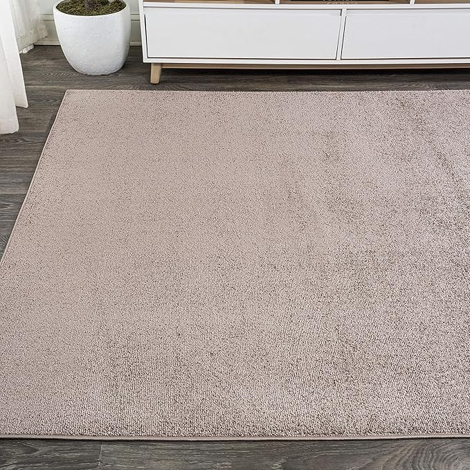 Eyely UES100J-4 Supersoft Haze Solid Low-Pile Indoor Area Rug Casual;Contemporary;Solid;Traditional, Bedroom, Kitchen, Living Room, Easy-Cleaning, Non-Shedding, 4 X 6, Brown
